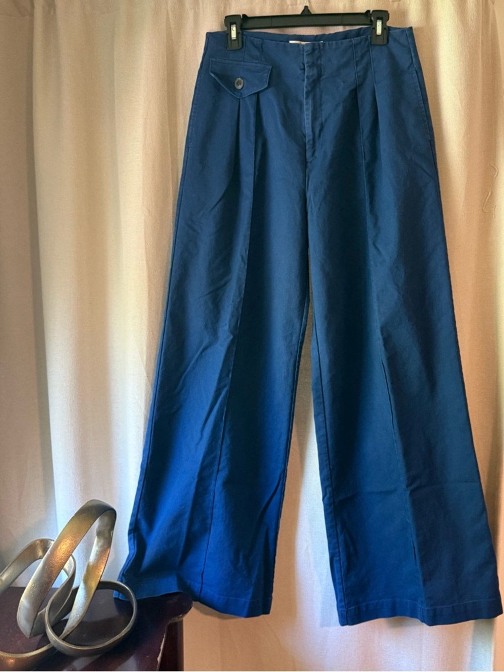 Sea Navy Blue High-Waist Wide Leg Trousers